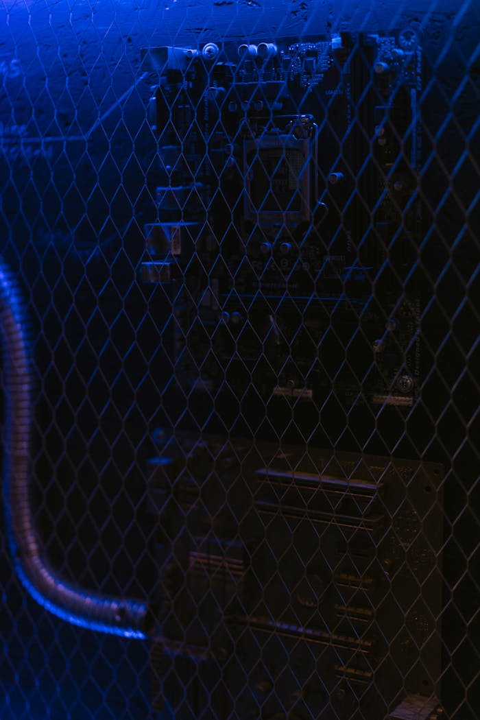 why-choose-us Moody shot of a circuit board illuminated with blue lighting. Ideal for tech themes.