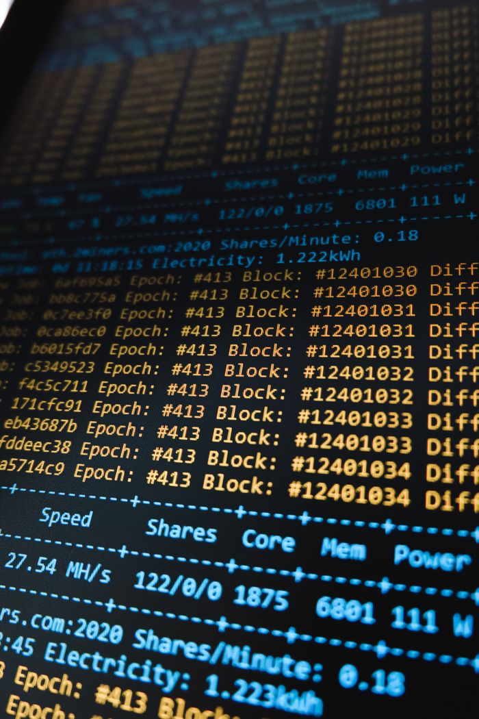 gallery-1 Detailed view of a cryptocurrency mining software interface displaying real-time data on a computer monitor.